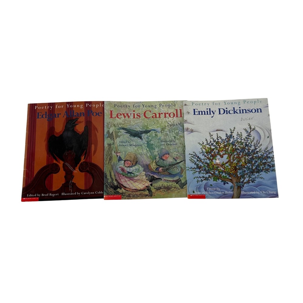 Poetry for Young People 3 Book Lot Poe Carroll Dickinson Scholastic Paperbacks